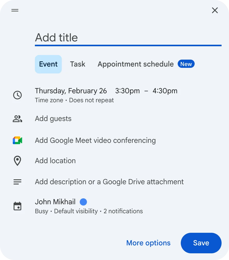 Calendar event highlighted by spotlight